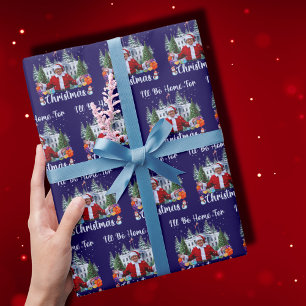 Papel De Regalo Santa Trump Estaré en casa para Navidades Gracioso