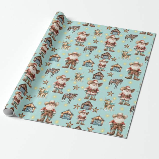 Papel De Regalo Santa vaquero  (Desenrollado)
