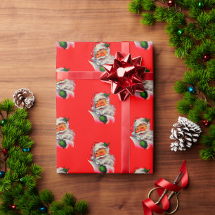 Papel De Regalo Santa Vintage Navidad retro Clásico tradicional 