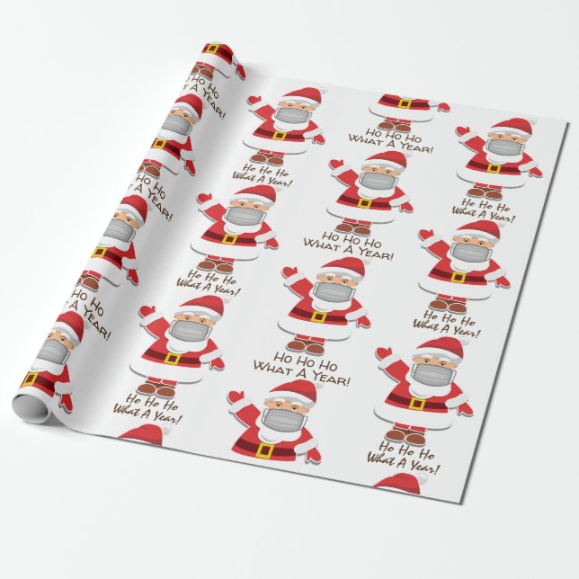 Papel De Regalo Santa W/personalización de pandemia (Desenrollado)