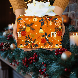 Papel De Regalo Santa y Acebo de Navidad Personalizados