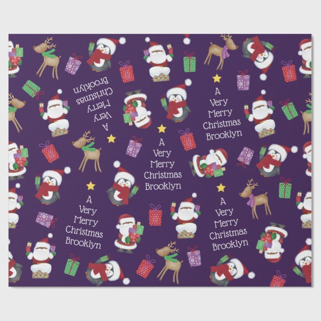 Papel De Regalo Santa y amigos negros (Superficie plana)