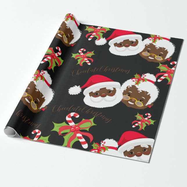 Papel De Regalo Santa y Claus (Desenrollado)