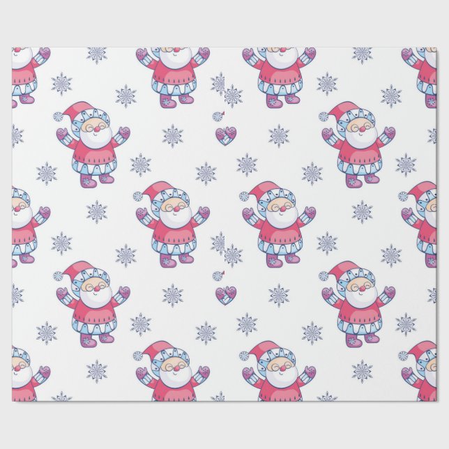Papel De Regalo Santa y Copos de Nieve (Costura)
