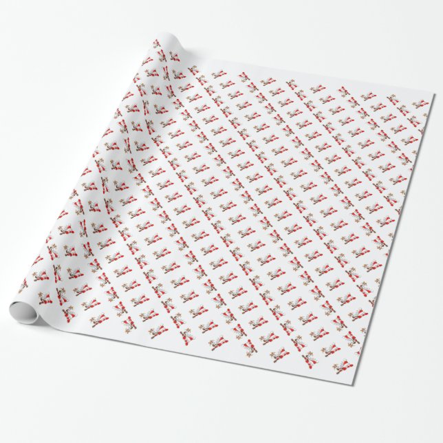 Papel De Regalo Santa y el bebé Personalizado de renos divertidos (Desenrollado)