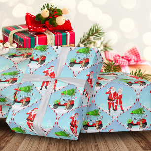 Papel De Regalo Santa y la Sra. Claus jugando golf patrón Ogee