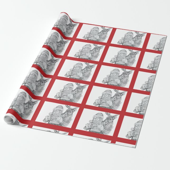 Papel De Regalo Santa y los renos (Desenrollado)