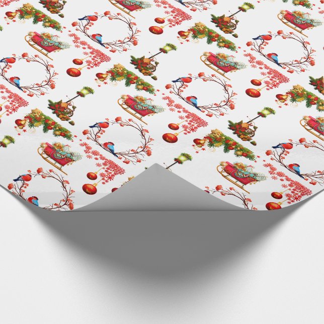 Papel De Regalo Santa y Red Sleigh Glossy (Esquina)