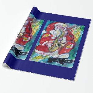PAPEL DE REGALO SANTA Y SAX, FIESTA NAVIDADES