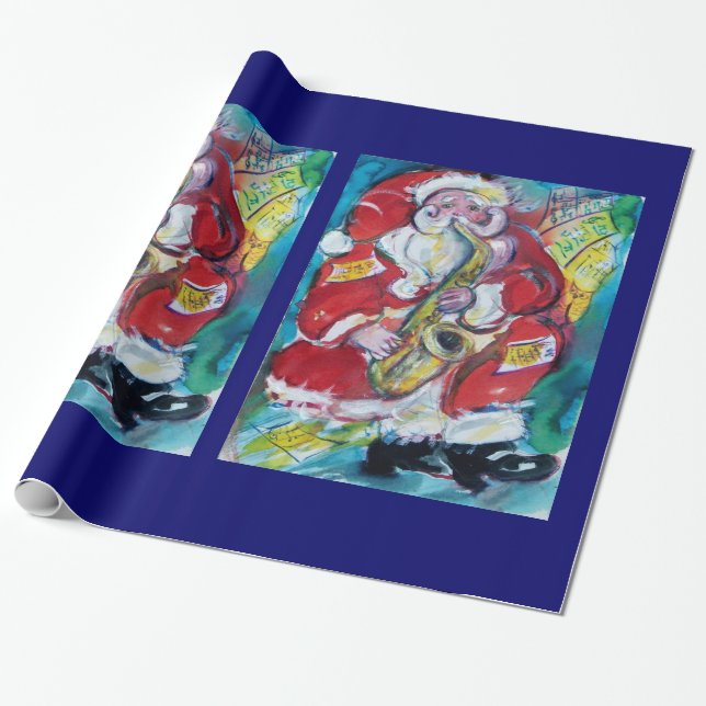 PAPEL DE REGALO SANTA Y SAX, FIESTA NAVIDADES (Desenrollado)