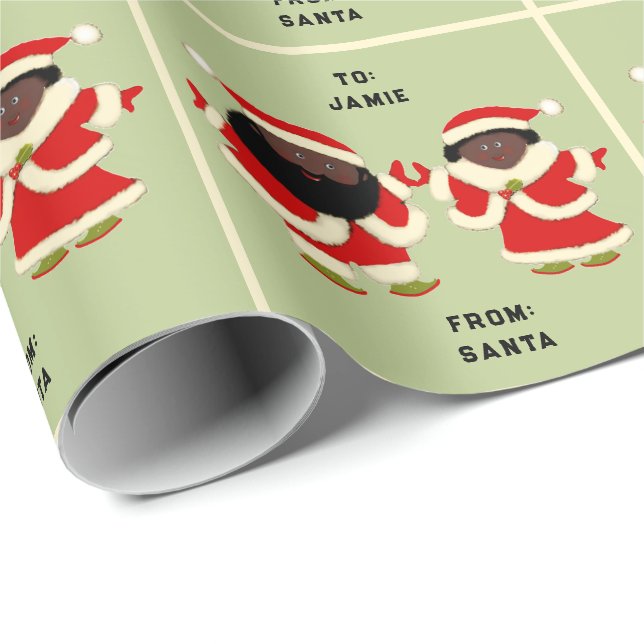 Papel De Regalo Santa y Sra. Claus (Esquina del rollo)