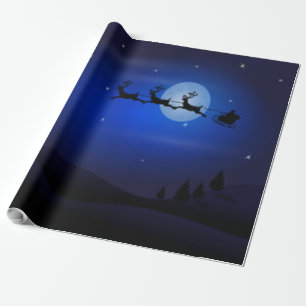 Papel De Regalo Santa y sus renos -