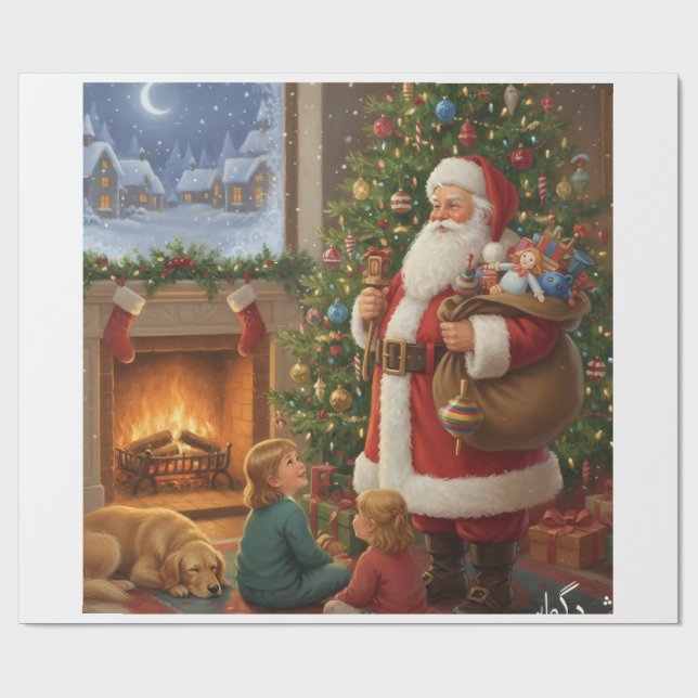 Papel De Regalo Santa's Cozy Visit - A Night of Wonder (Superficie plana)