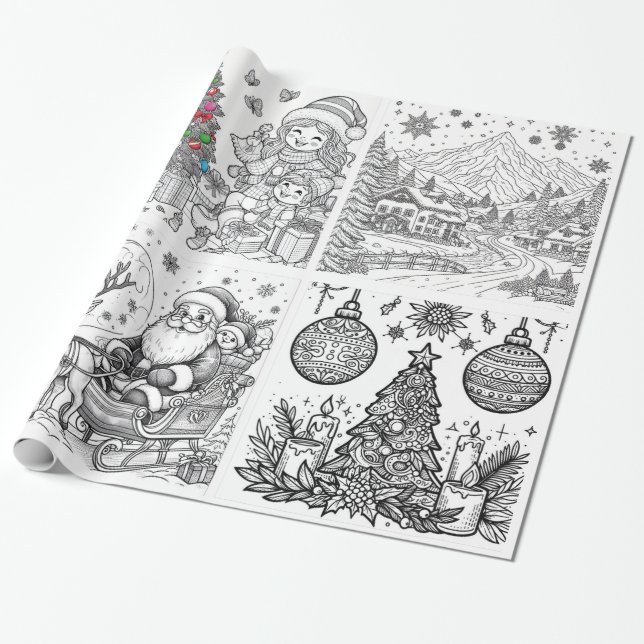 Papel De Regalo Santa's Creative Wonderland Wrap & Color (Desenrollado)