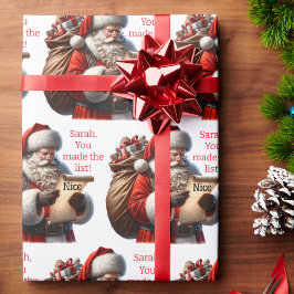 Papel De Regalo Santa's Naughty & Nice List añada Navidades de nom