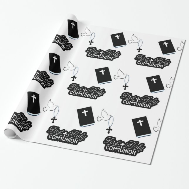 Papel De Regalo Santísima Comunión Christening (Desenrollado)