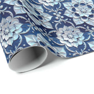 Papel De Regalo Sapphire Pearl Silver Blue con ajuste de regalo de