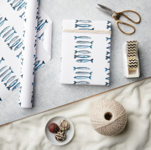 Papel De Regalo sardinas portuguesas acuarela