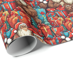 Papel De Regalo Sasquatch Santa Claus Funny Personalizados Navidad