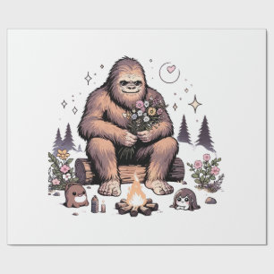 Papel De Regalo Sasquatch sosteniendo flores