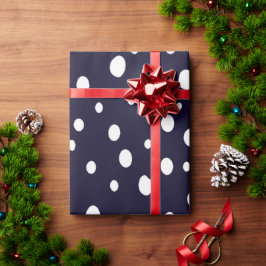 Papel De Regalo Satin con patrón de puntos de nieve blanca