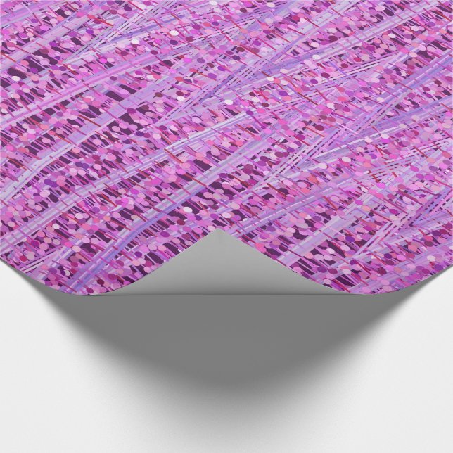 Papel De Regalo Satin Stripes and Dots Resumen, Amethyst Purple (Esquina)