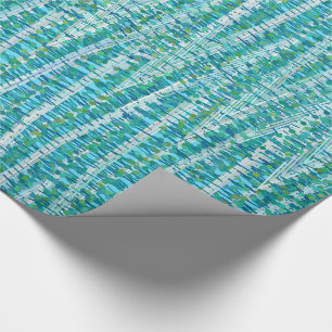 Papel De Regalo Satin Stripes and Dots Resumen, Turquesa & Aqua