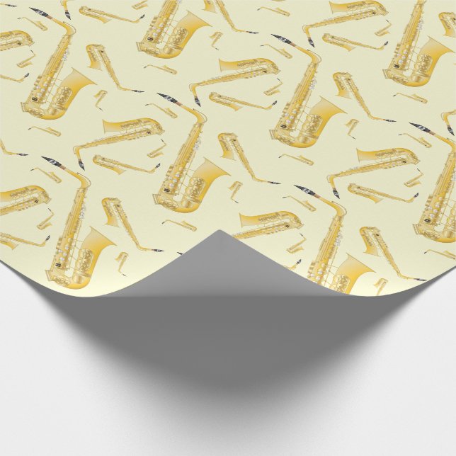 Papel De Regalo Saxophone Musician Band Teacher Wrapping Paper (Esquina)