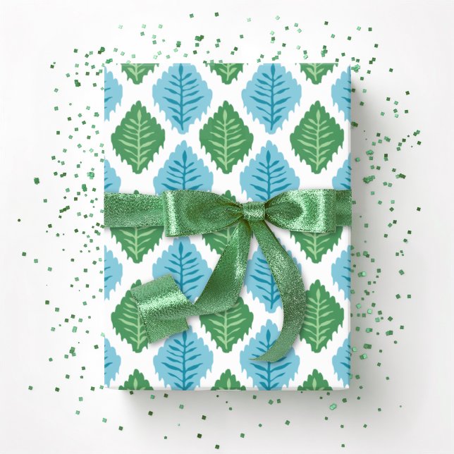 Papel De Regalo Scallop Leaf Diamond in Green and Aqua (Subido por el creador)
