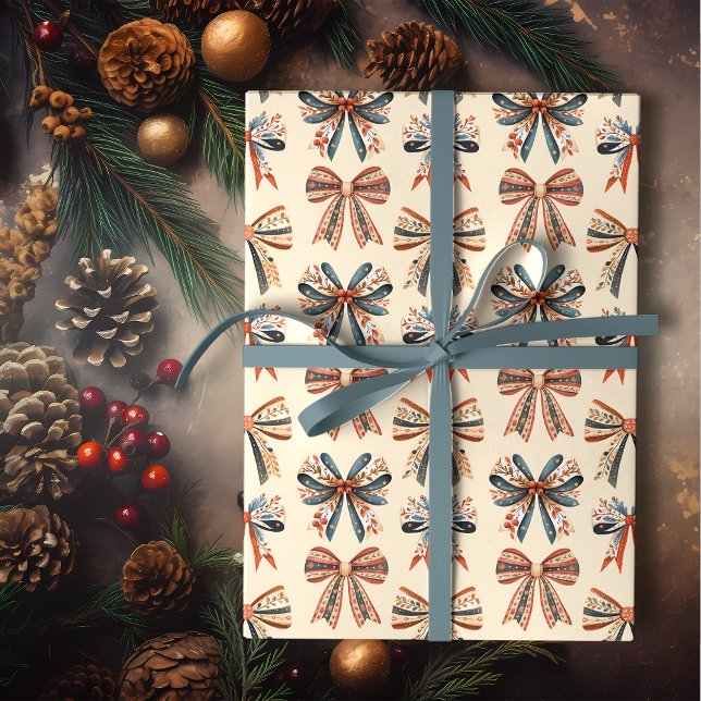 Papel De Regalo Scandi Bows Folk Art Holiday (Subido por el creador)