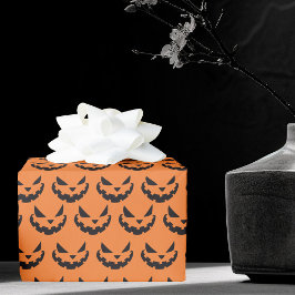 Papel De Regalo Scary Jack O Lantern Naranja Halloween