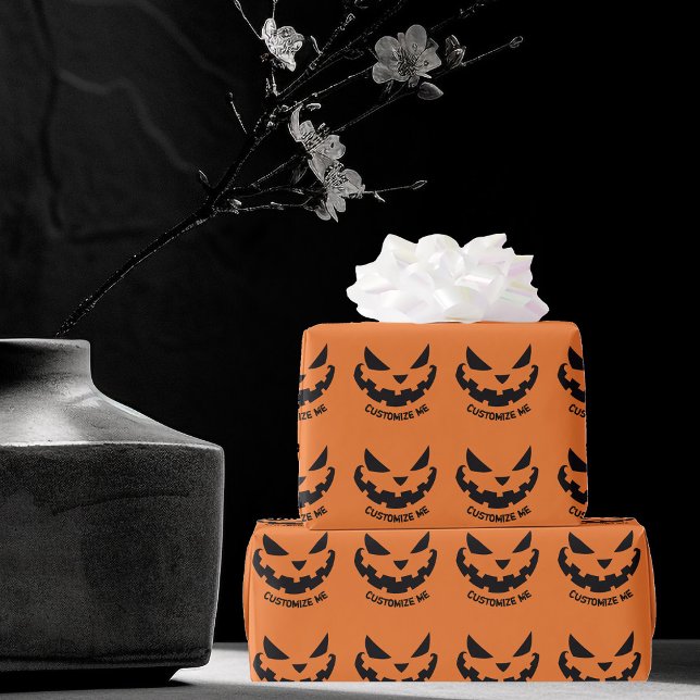 Papel De Regalo Scary Jack O Lantern Personalizado Naranja Hallowe (Subido por el creador)