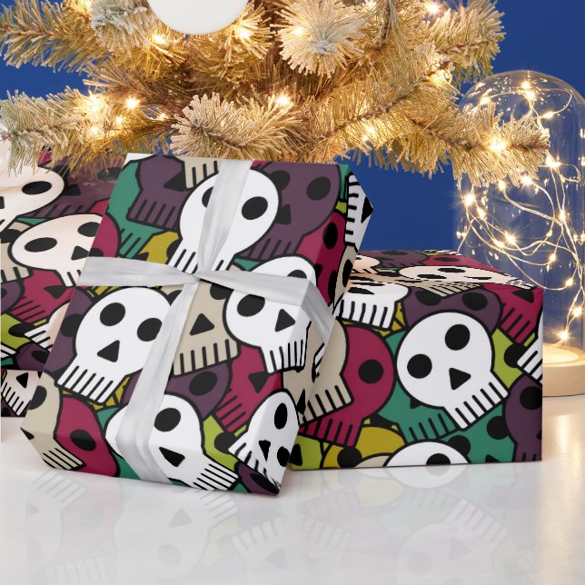 Papel De Regalo Scary Skulls (Vacaciones)
