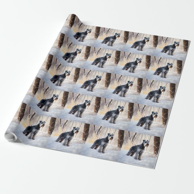 Papel De Regalo Schnauzer Deja que nieve Navidad (Desenrollado)