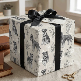 Papel De Regalo Schnauzer miniatura Toile de Jouy sepia vintage