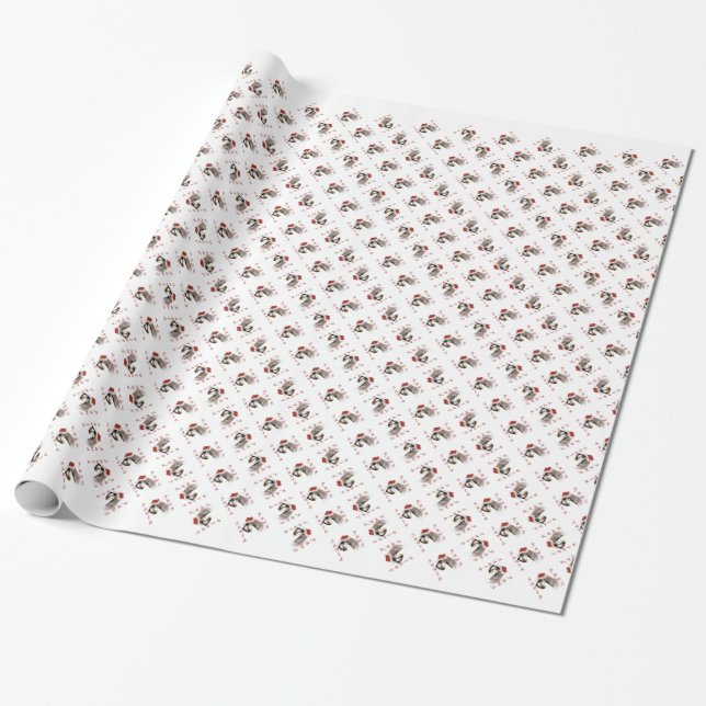 Papel De Regalo Schnauzer Santa Paws en miniatura (Desenrollado)