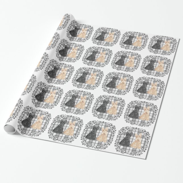 Papel De Regalo Scotties de tartán (Desenrollado)