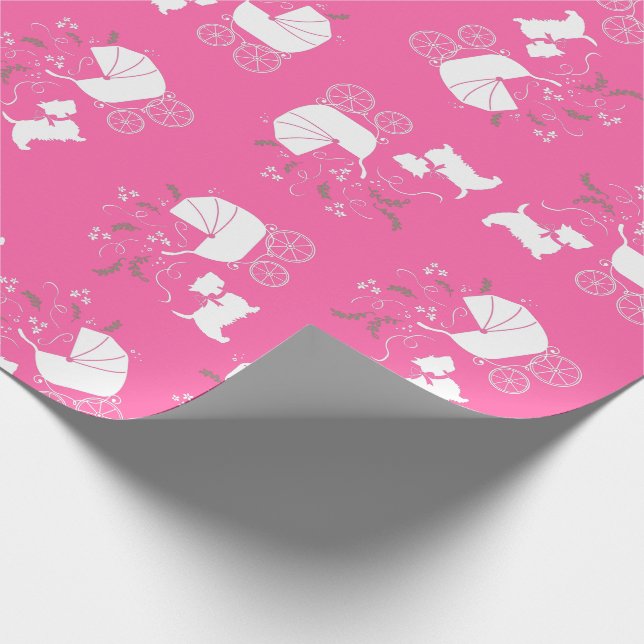 Papel De Regalo Scotty Dog Baby Shower Scottish Terrier Pink (Esquina)