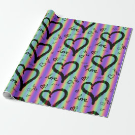 Papel De Regalo Scribble Love Xoxo Heart Stripe Wrapper Paper
