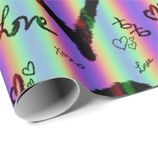 Papel De Regalo Scribble Love Xoxo Heart Stripe Wrapper Paper (Esquina del rollo)