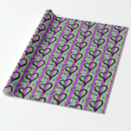 Papel De Regalo Scribble Love Xoxo Heart Stripe Wrapper Paper