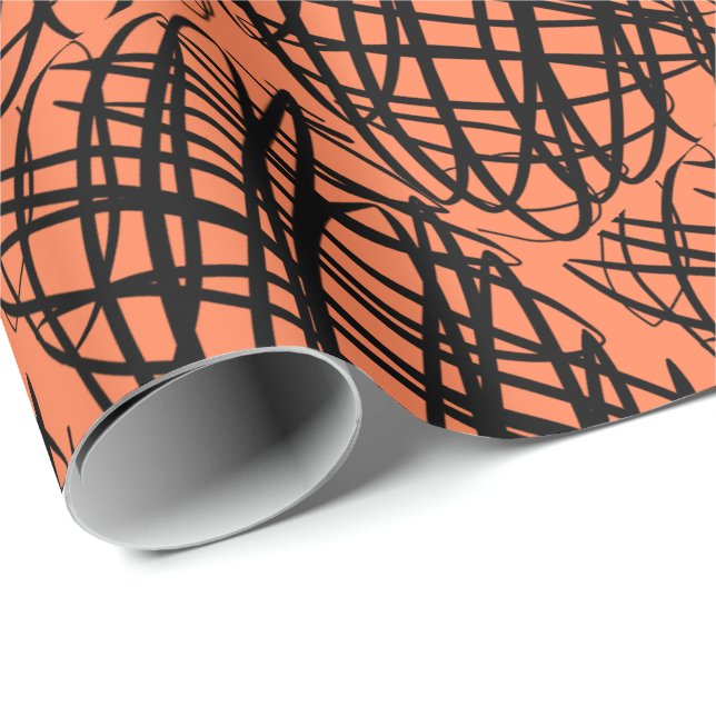 Papel De Regalo Scribe simple | Negro | Anglada | Coral | (Esquina del rollo)