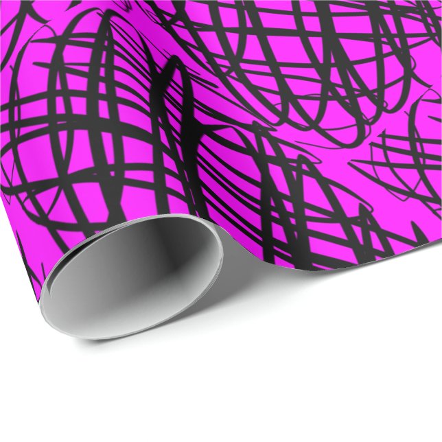 Papel De Regalo Scribe simple | Negro | Anglada | Magenta | (Esquina del rollo)