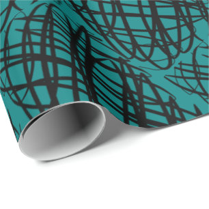 Papel De Regalo Scribe simple   Negro   Anglada   VERDE AZULADO  
