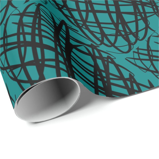 Papel De Regalo Scribe simple | Negro | Anglada | VERDE AZULADO | (Esquina del rollo)