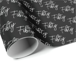 Papel De Regalo Script 50th Birthday Black