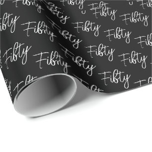 Papel De Regalo Script Cumpleaños 50 Negro