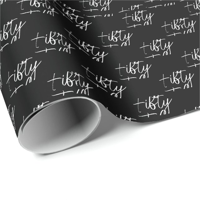 Papel De Regalo Script Cumpleaños 50 Negro (Esquina del rollo)