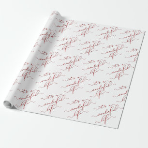 Papel De Regalo Script de caligrafía roja es una vida maravillosa