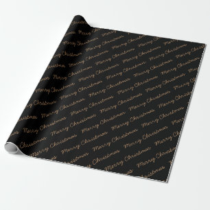 Papel De Regalo Script de Feliz Navidad Negro y Dorado